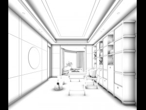 family - office - study room -014 3D Модель