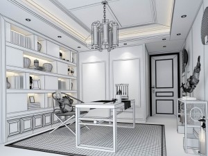 family - office - study room -015 3D Модель