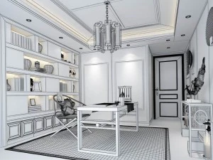 family - office - study room -015 3D Model