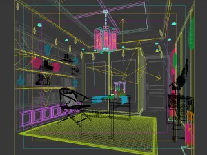 family - office - study room -015 3D Model