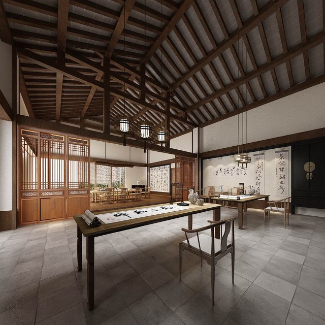 family - office - study room -016 3D 모델 .c4d .max .obj .3ds .fbx .stl .blend 