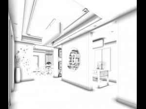 family - office - study room -017 3D Model