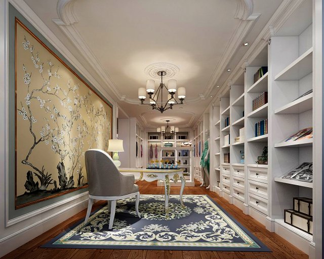 family - office - study room -019 3D Model .c4d .max .obj .3ds .fbx .stl .blend