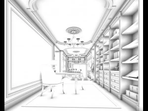 family - office - study room -019 3D Model