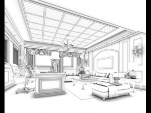 family - office - study room -021 3D Model