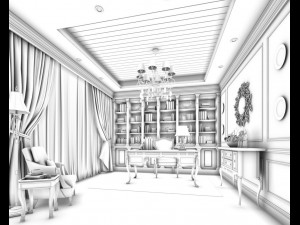 family - office - study room -022 Modelo 3D