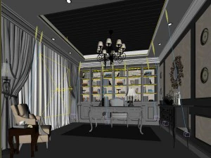 family - office - study room -022 3D Model
