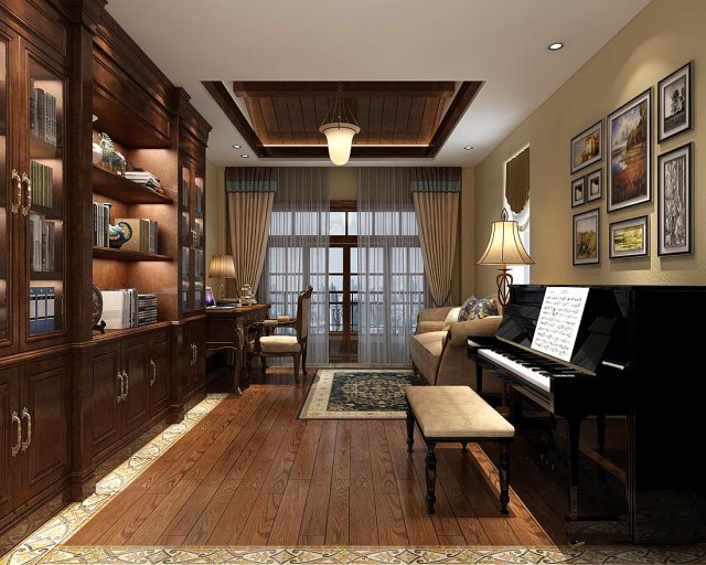 family - office - study room -024 Modelo 3D .c4d .max .obj .3ds .fbx .stl .blend