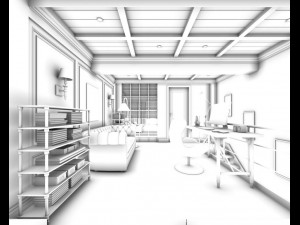 family - office - study room -025 3D Modell