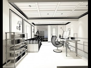 family - office - study room -025 3D Modell