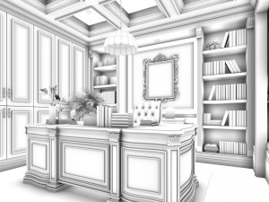 family - office - study room -027 3D Model