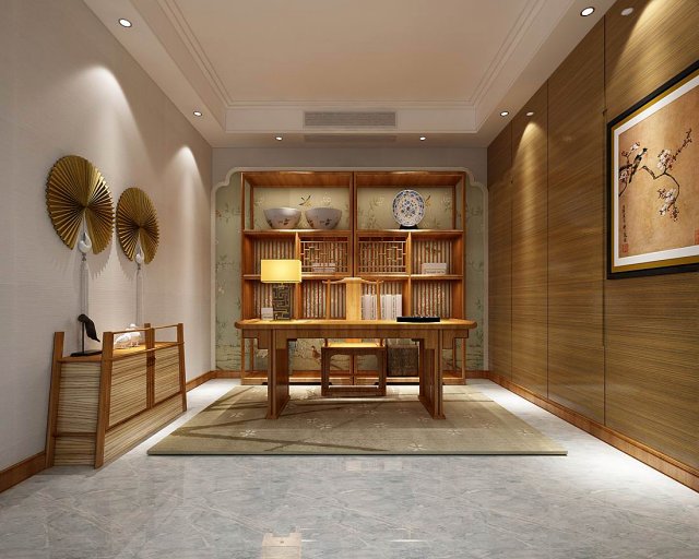 family - office - study room -028 3D 模型 .c4d .max .obj .3ds .fbx .stl .blend