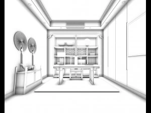 family - office - study room -028 3D Model