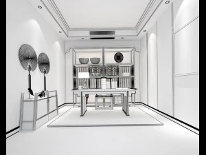 family - office - study room -028 3D Model