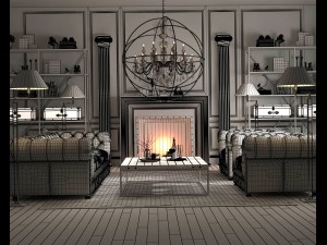 family - office - study room -029 Modello 3D