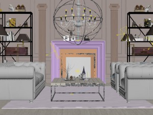 family - office - study room -029 Modello 3D