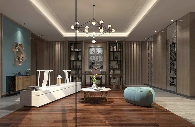 family - office - study room -030 3D Модель .c4d .max .obj .3ds .fbx .stl .blend 