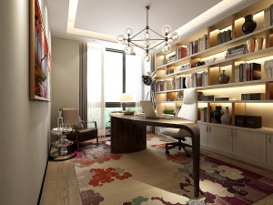 family - office - study room -032 Modello 3D