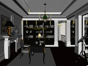 family - office - study room -033 3D Model
