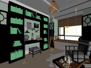 family - office - study room -034 3D Model