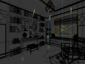 family - office - study room -034 3D Model
