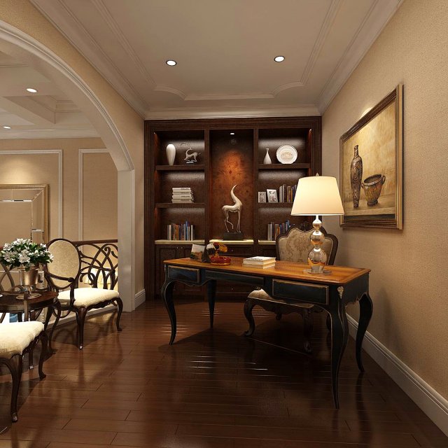 family - office - study room -035 Modello 3D .c4d .max .obj .3ds .fbx .stl .blend 