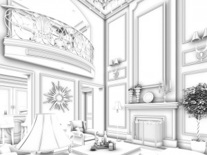 family - office - study room -035 Modello 3D