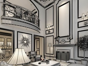 family - office - study room -035 Modello 3D