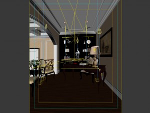 family - office - study room -035 Modello 3D