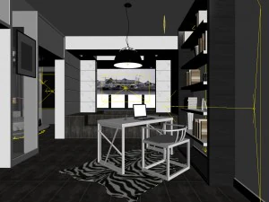 family - office - study room -037 3D Model