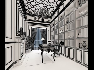 family - office - study room -039 3D Модель
