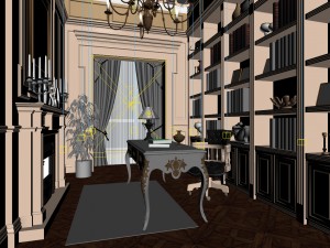 family - office - study room -039 3D Модель