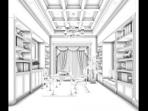 family - office - study room -040 3D Model