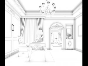 family - office - study room -042 3D 模型