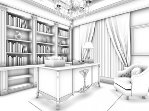 family - office - study room -044 3D Model