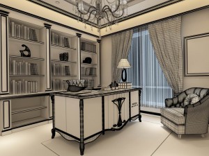 family - office - study room -044 3D Model