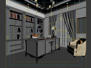 family - office - study room -044 3D Model