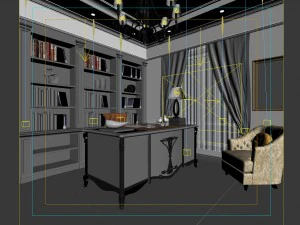 family - office - study room -044 3D Model