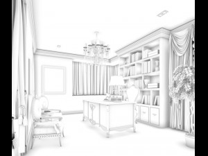 family - office - study room -045 Modèle 3D