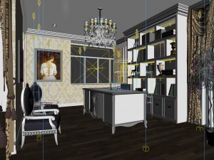 family - office - study room -045 Modèle 3D