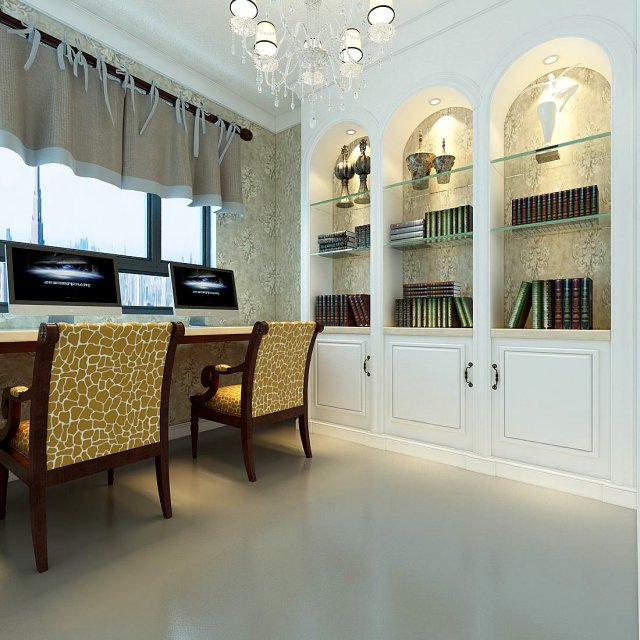 family - office - study room -047 3D-Modell .c4d .max .obj .3ds .fbx .stl .blend 
