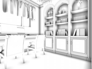 family - office - study room -047 3D-Modell