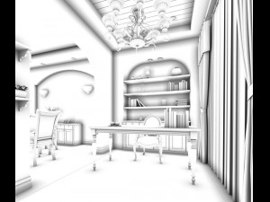family - office - study room -048 Modèle 3D