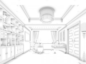 family - office - study room -049 Modello 3D