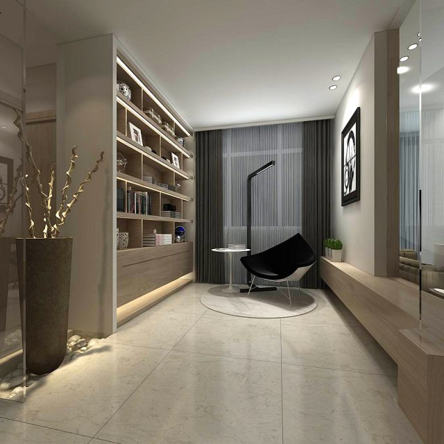 family - office - study room -050 3D Model .c4d .max .obj .3ds .fbx .stl .blend 