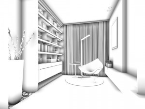 family - office - study room -050 3D Model