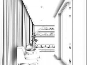 family - office - study room -051 3D-Modell