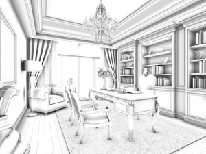 family - office - study room -052 3D Model