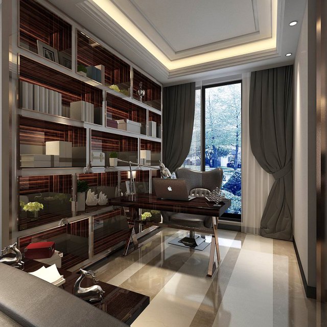 family - office - study room -054 3D 모델 .c4d .max .obj .3ds .fbx .stl .blend 