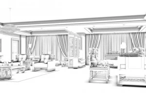 family - office - study room -055 3D Model